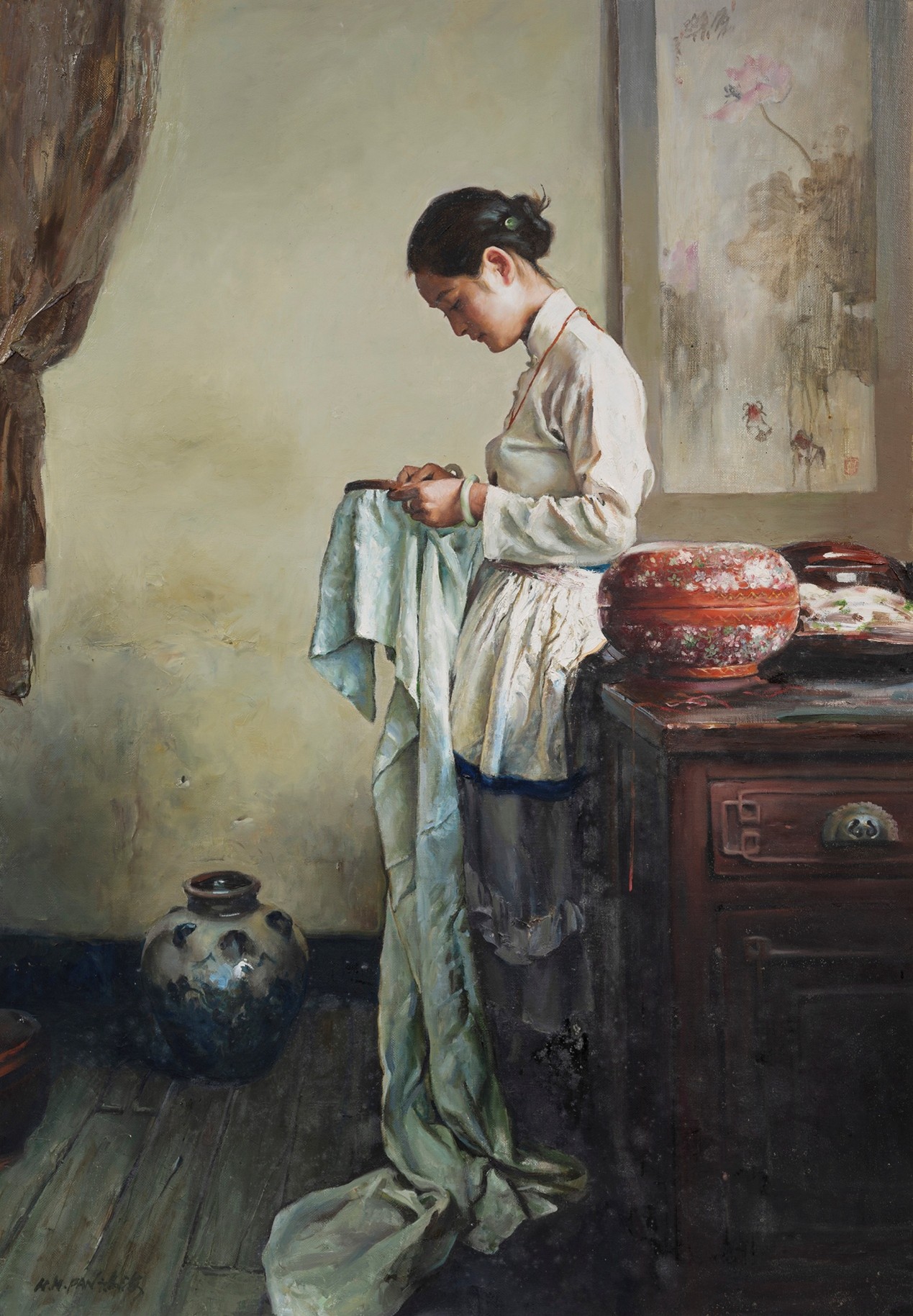 <h2>绣</h2><p>作者：潘鸿海</p><p>创作年代：1996年</p><p>规格：116cm×80cm</p><p>品类：油画</p>